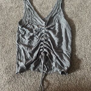 American Eagle Outfitters Gray Ruched Tank Top